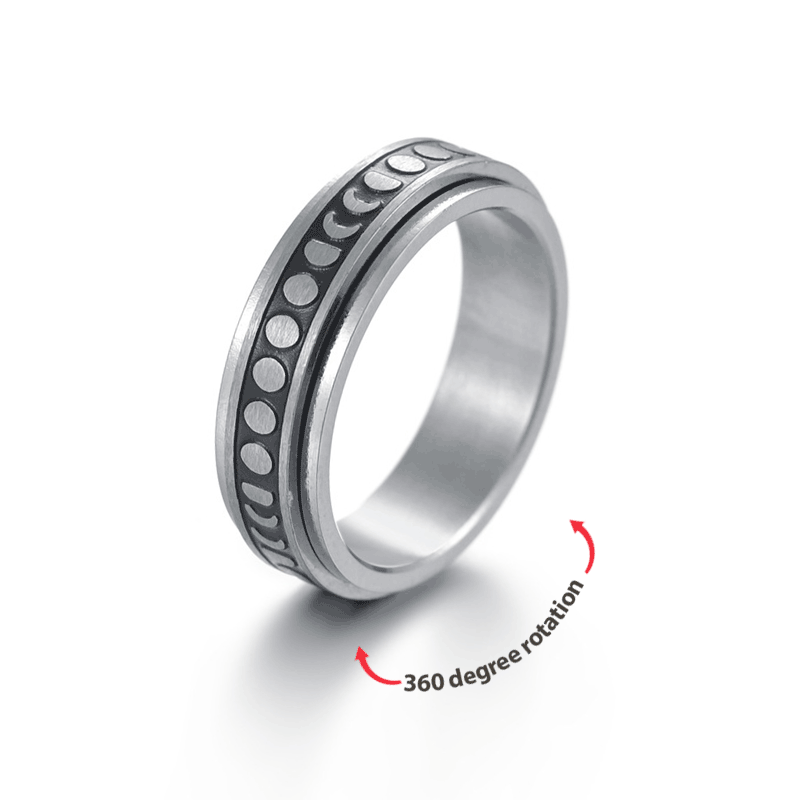 Moon Anxiety Ring Stainless Steel Fidget Ring Birthday Gift For Men Women - soufeeluk