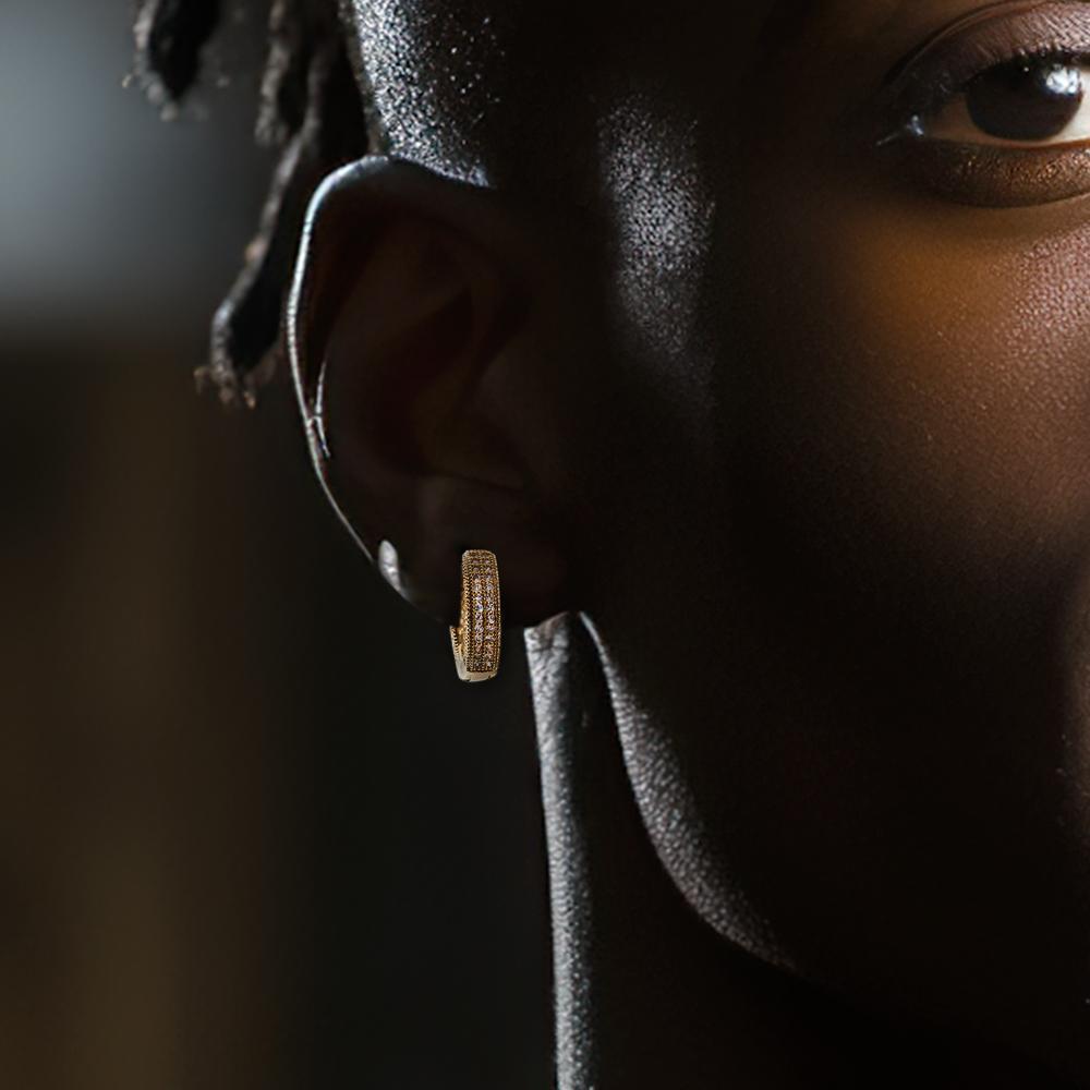 Hip Hop Earrings Pave Hoop Earrings Bling Earrings Personality Men's jewelry - soufeeluk
