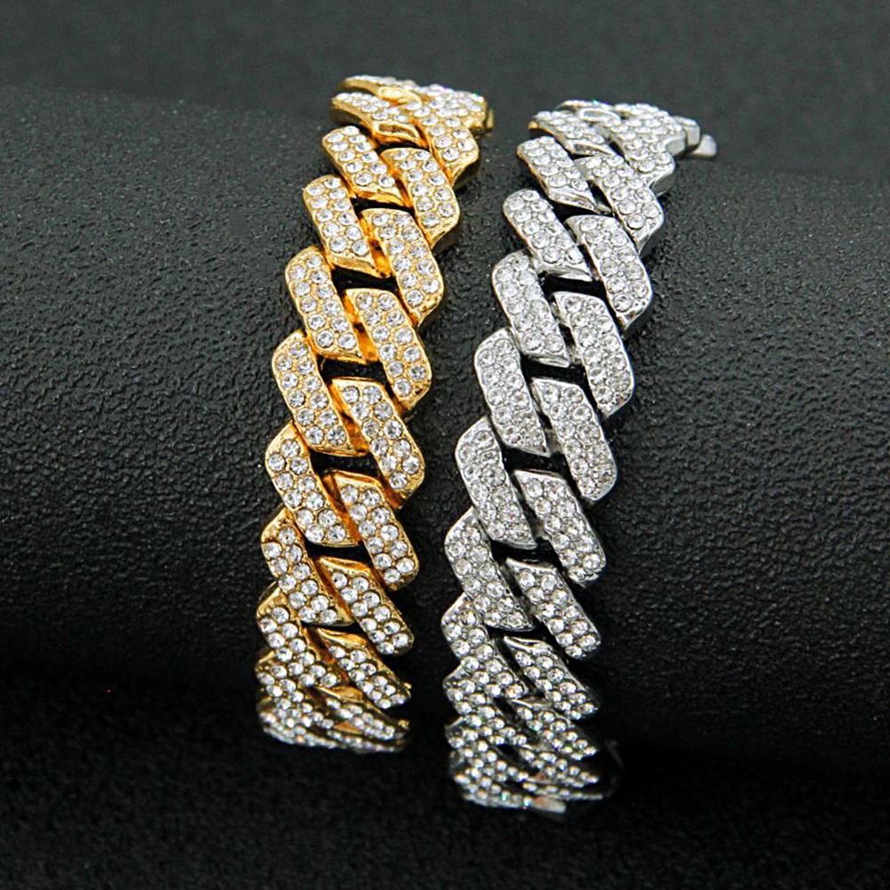 Hip Hop Bracelet Exaggerated Brilliant Iced Out Cuban Chain Bracelet For Men - soufeeluk