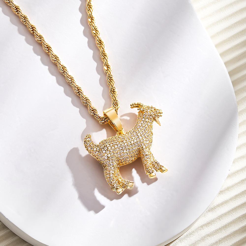 Hip Hop Necklace Trendy Ziron Goat Iced Out Necklace Jewelry Gifts For Men - soufeeluk
