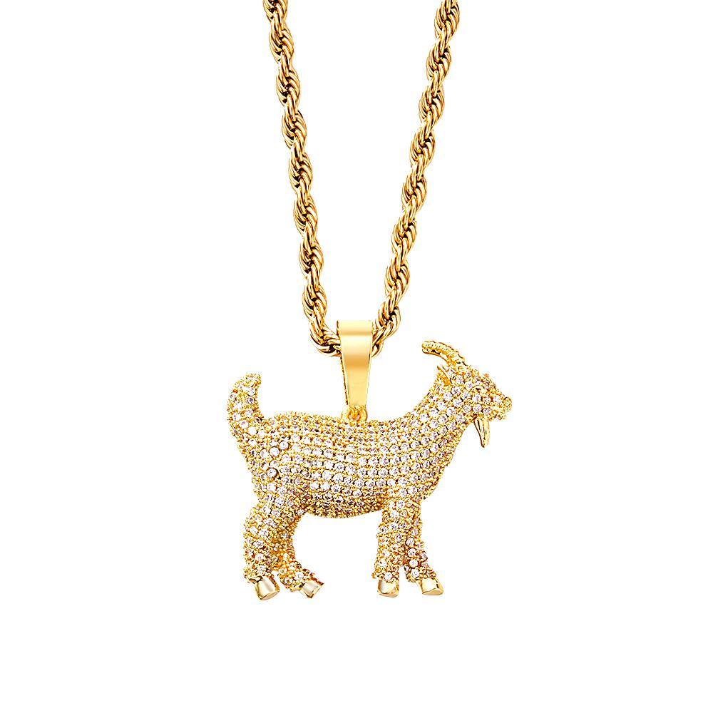 Hip Hop Necklace Trendy Ziron Goat Iced Out Necklace Jewelry Gifts For Men
