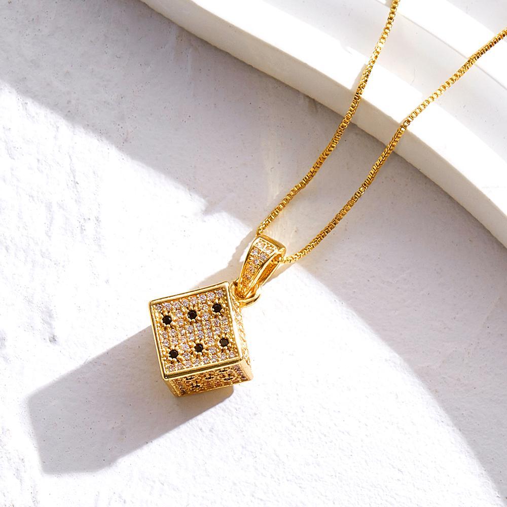 Hip Hop Necklace Fashionable Dice Zircon Necklace Jewelry Gifts For Men - soufeeluk