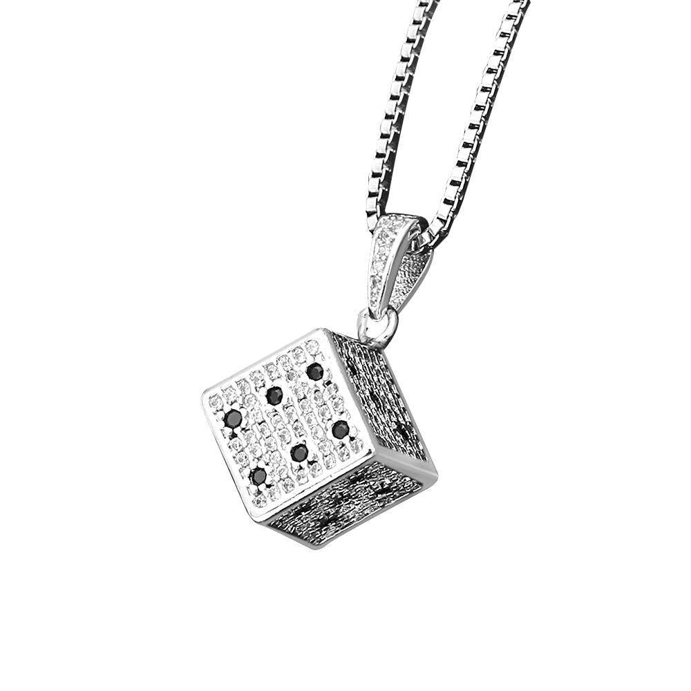 Hip Hop Necklace Fashionable Dice Zircon Necklace Jewelry Gifts For Men - soufeeluk