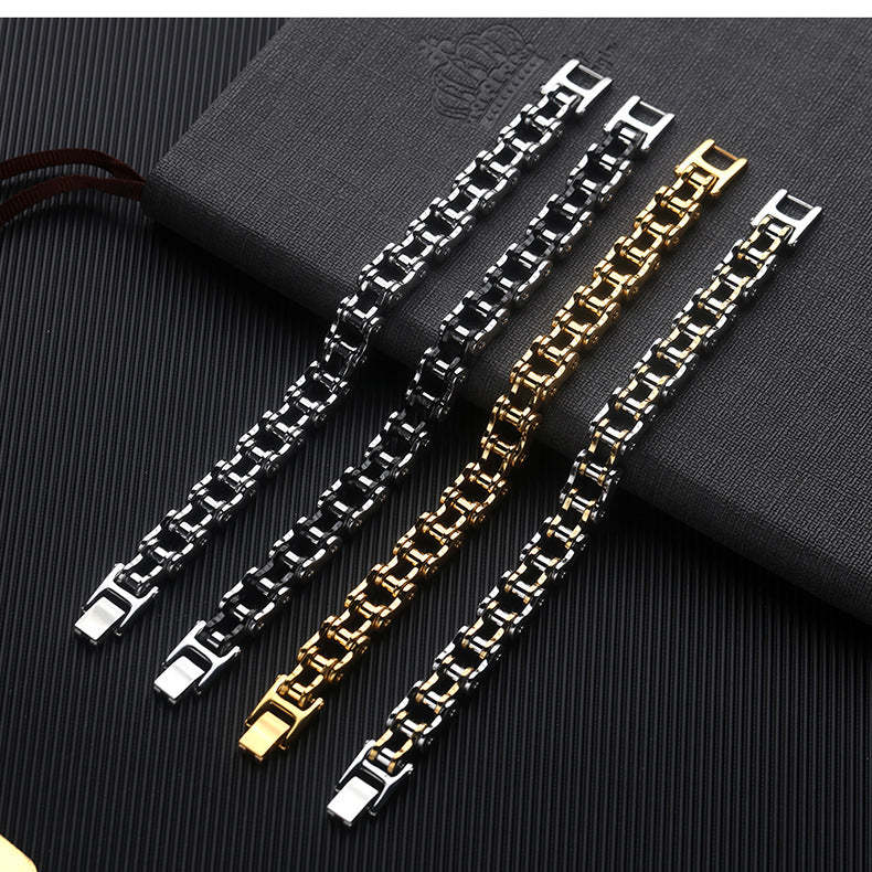 Fashion Motorcycle Chain Hip Hop Bicycle Bracelet Silver Gifts for Men - soufeeluk