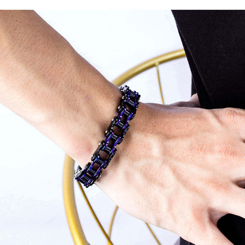 Retro Bicycle Chain Bracelet Black Blue Gifts for Fashion Men - soufeeluk