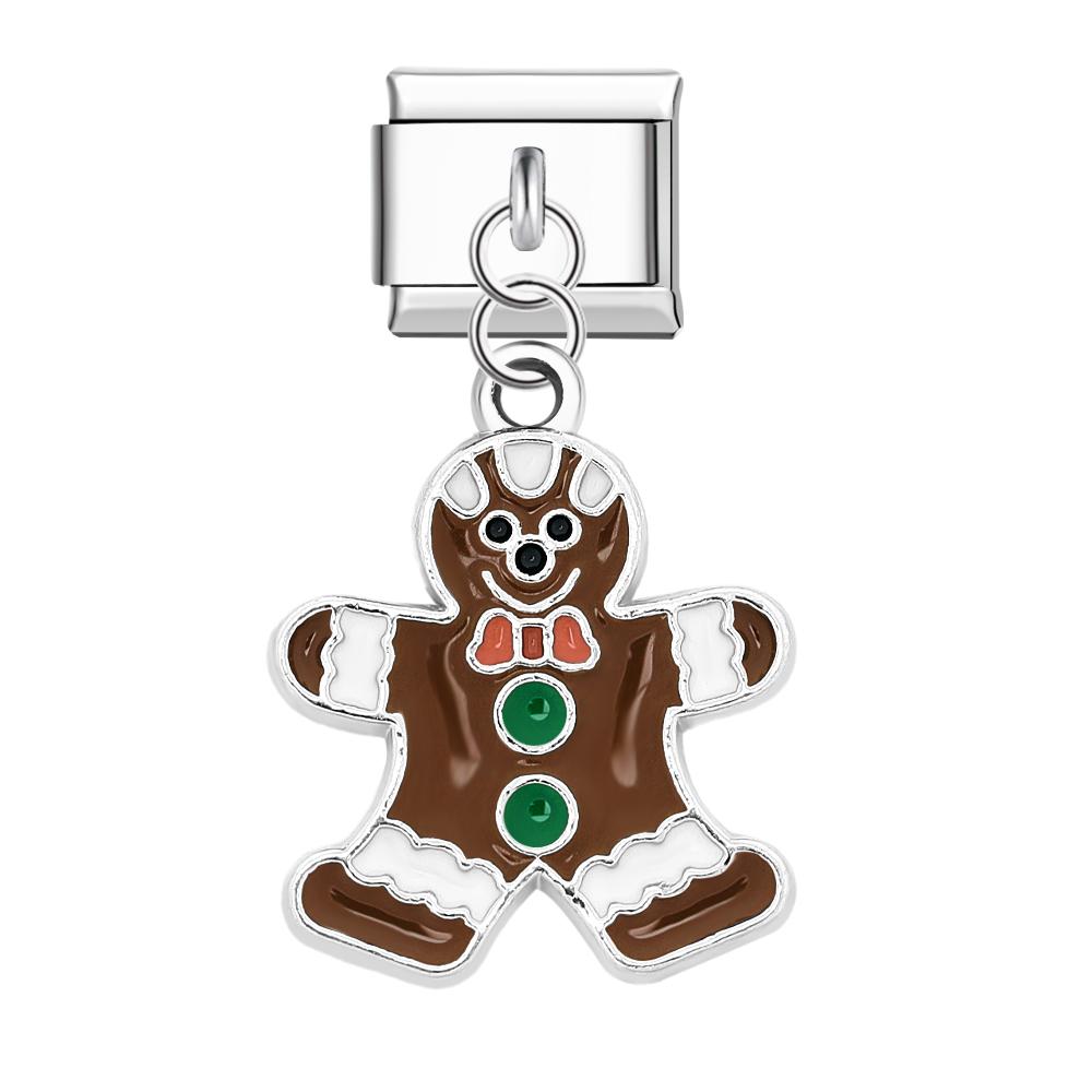 Gingerbread Italian Charm For Italian Charm Bracelets Composable Link Christmas Gift - soufeeluk