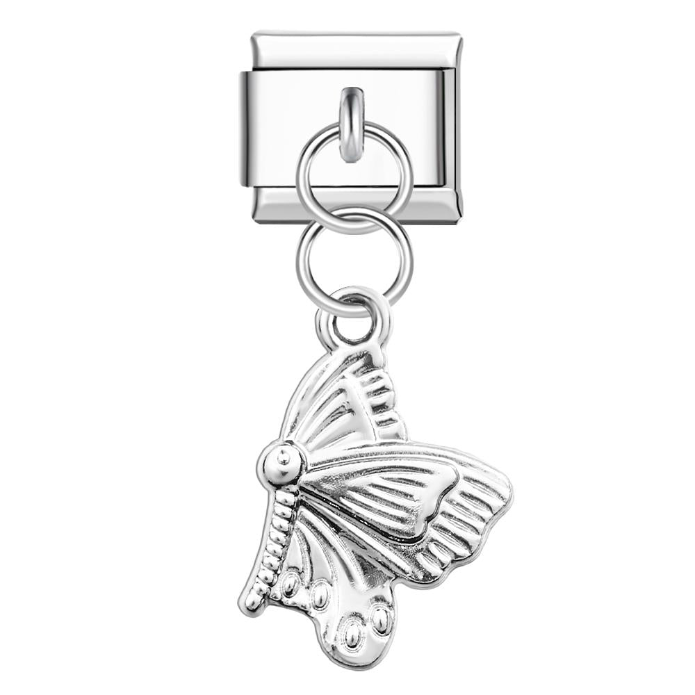 Silver Butterfly Italian Charm For Italian Charm Bracelets Composable Link - soufeeluk