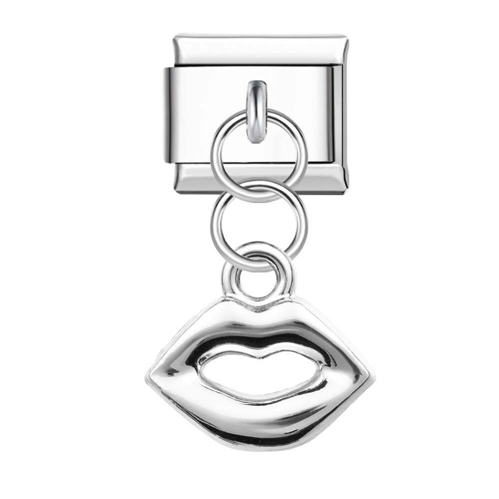 Silver Lips Italian Charm For Italian Charm Bracelets Composable Link - soufeeluk