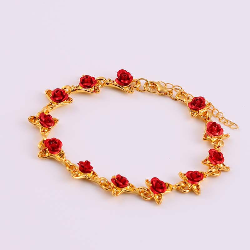 Rose Flower Bracelet Vintage Rose Jewellery Valentine's Day Gift for Women - soufeeluk