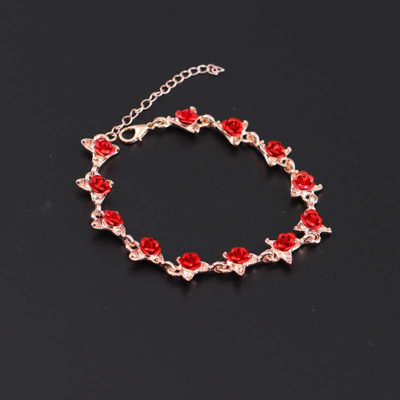 Rose Flower Bracelet Vintage Rose Jewellery Valentine's Day Gift for Women - soufeeluk
