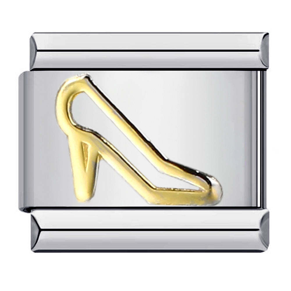 Golden High Heels Italian Charm For Italian Charm Bracelets Composable Link - soufeeluk