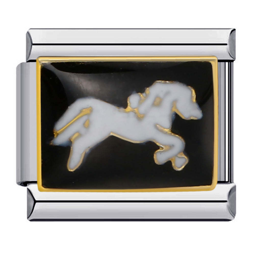 White Horse Italian Charm For Italian Charm Bracelets Composable Link - soufeeluk