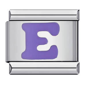 Purple Letter E Italian Charm For Italian Charm Bracelets Composable Link