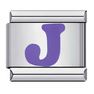 Purple Letter J Italian Charm For Italian Charm Bracelets Composable Link