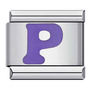 Purple Letter P Italian Charm For Italian Charm Bracelets Composable Link