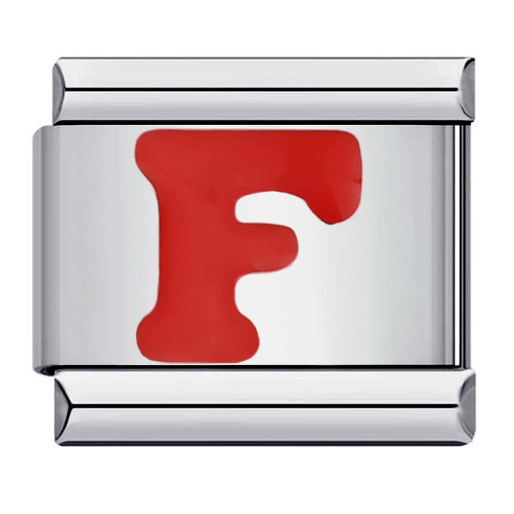 Red Letter F Italian Charm For Italian Charm Bracelets Composable Link - soufeeluk
