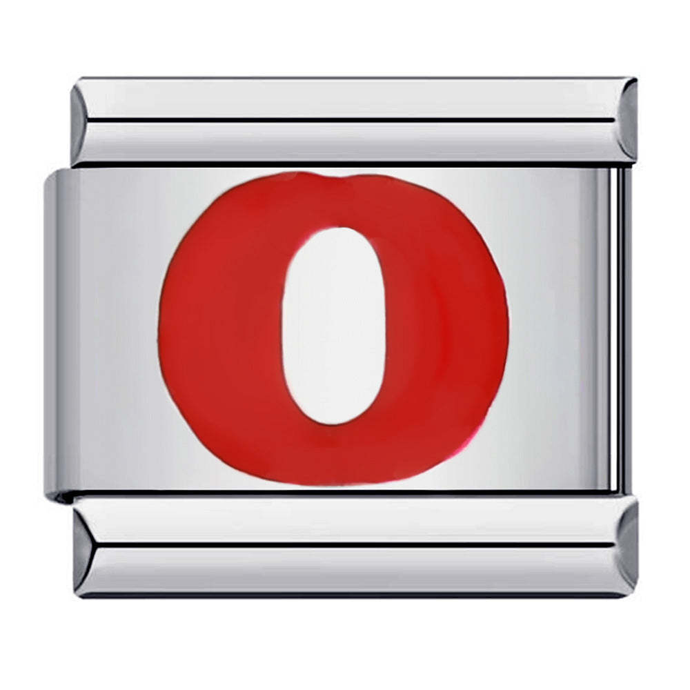 Red Letter O Italian Charm For Italian Charm Bracelets Composable Link - soufeeluk