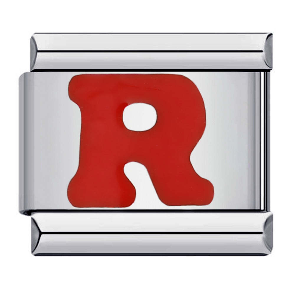 Red Letter R Italian Charm For Italian Charm Bracelets Composable Link - soufeeluk