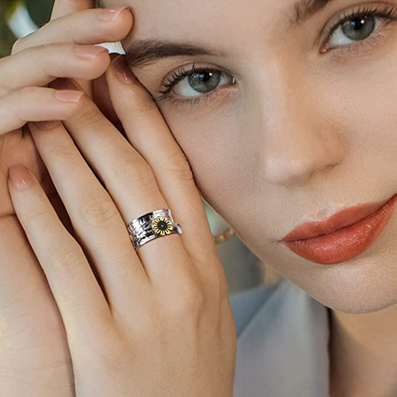 Fidget Anxiety Rings Daisy Spinner Ring Jewellery Gifts for Women - soufeeluk