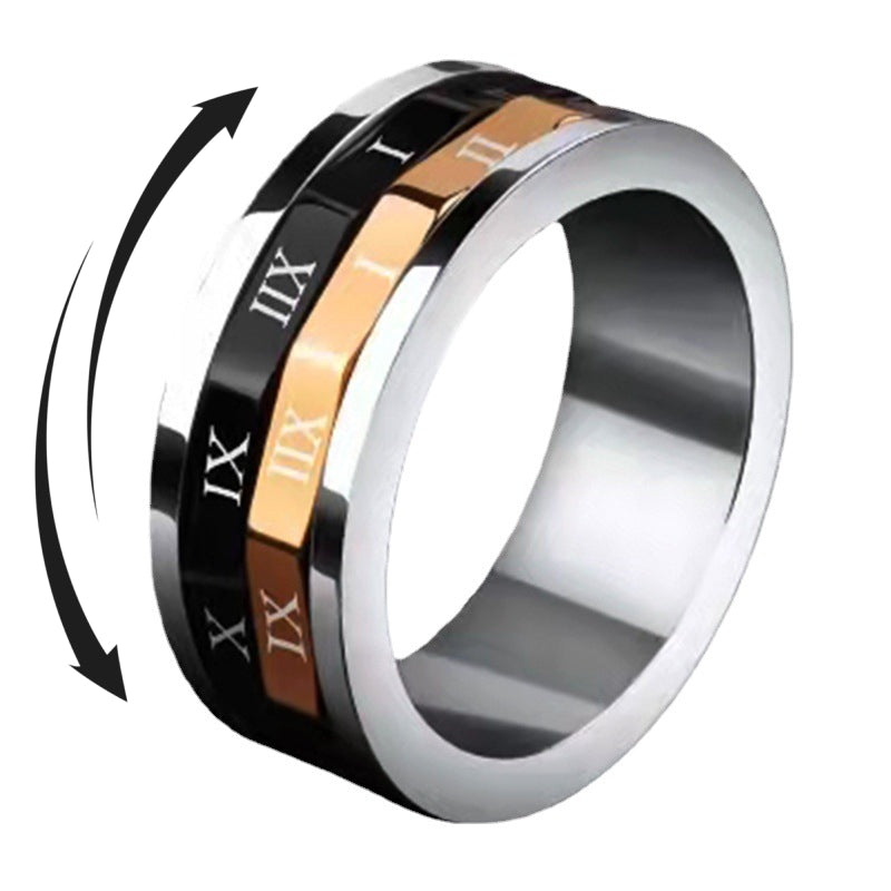 Fidget Anxiety Rings Roman Numerals Spinner Ring Jewellery Gifts for Women Men - soufeeluk