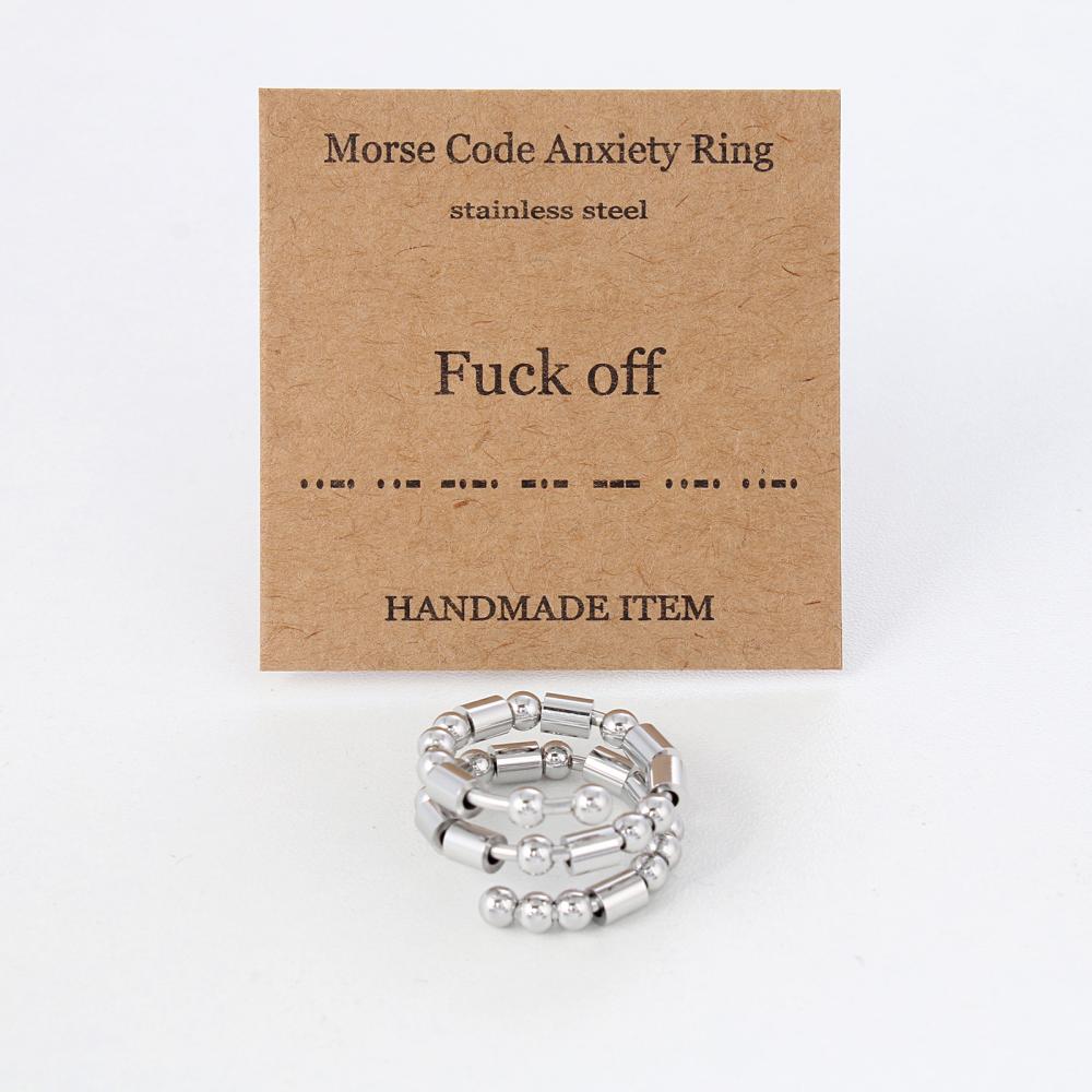 Morse Code Anxiety Spinner Ring Relieving Anxiety Ring Jewellery Gifts for Women Men - soufeeluk