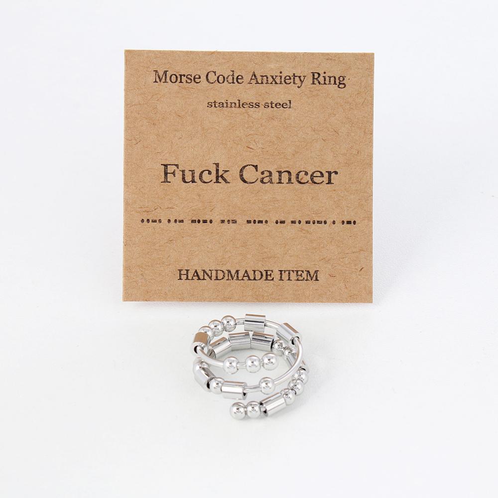 Morse Code Anxiety Spinner Ring Relieving Anxiety Ring Jewellery Gifts for Women Men - soufeeluk