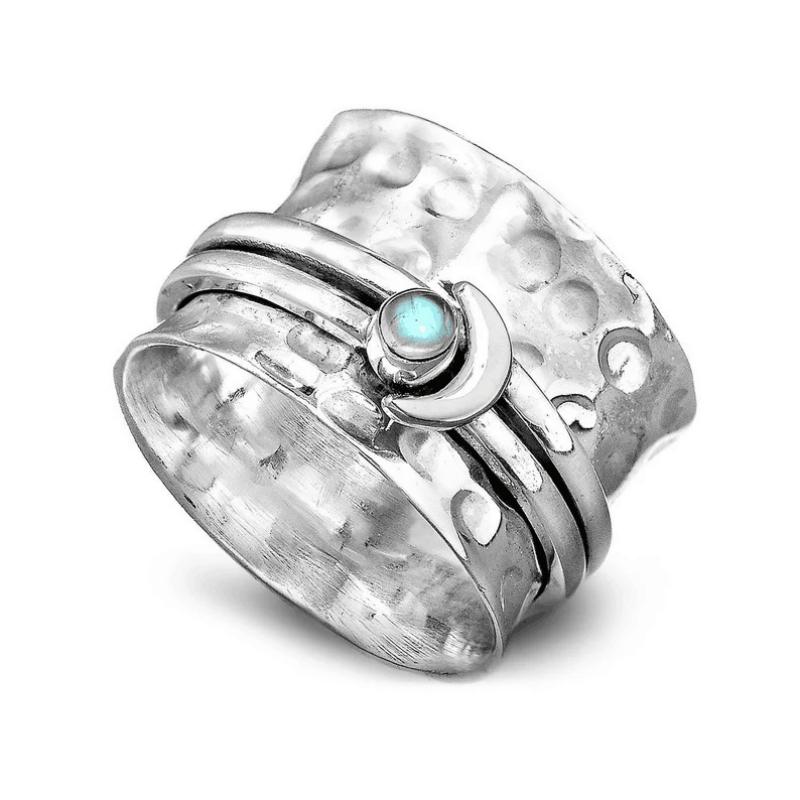 Fidget Anxiety Relief Rings Moon Spinner Ring Jewellery Gifts for Women Girls - soufeeluk