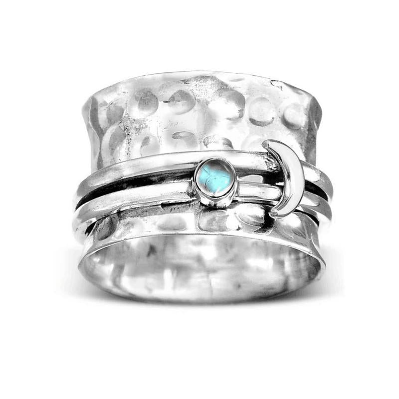 Fidget Anxiety Relief Rings Moon Spinner Ring Jewellery Gifts for Women Girls - soufeeluk
