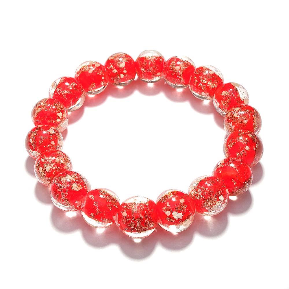 Red Firefly Glass Stretch Beaded Bracelet Glow in the Dark Luminous Bracelet - soufeeluk