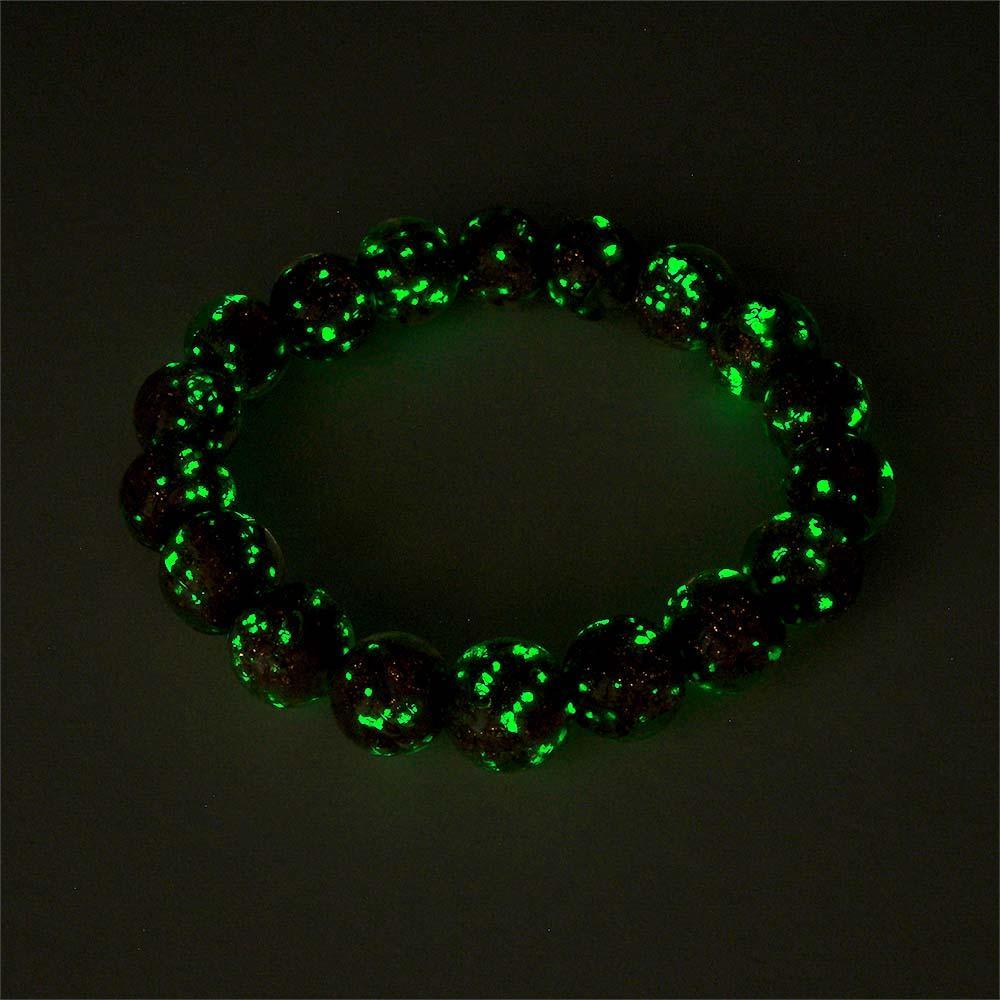 Purple Firefly Glass Stretch Beaded Bracelet Glow in the Dark Luminous Bracelet - soufeeluk