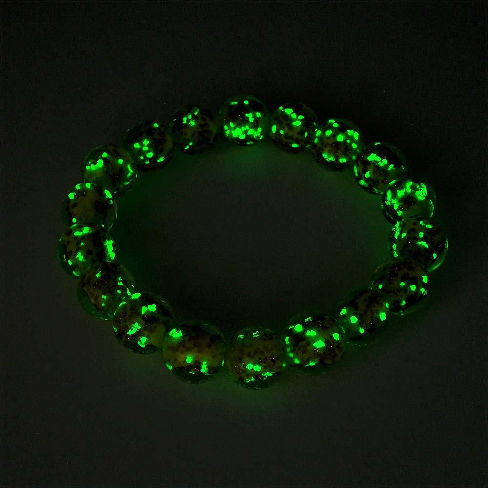 Yellow Firefly Glass Stretch Beaded Bracelet Glow in the Dark Luminous Bracelet - soufeeluk