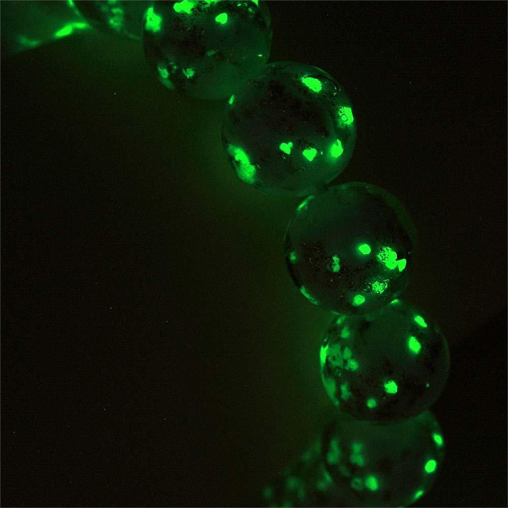 White Firefly Glass Stretch Beaded Bracelet Glow in the Dark Luminous Bracelet - soufeeluk