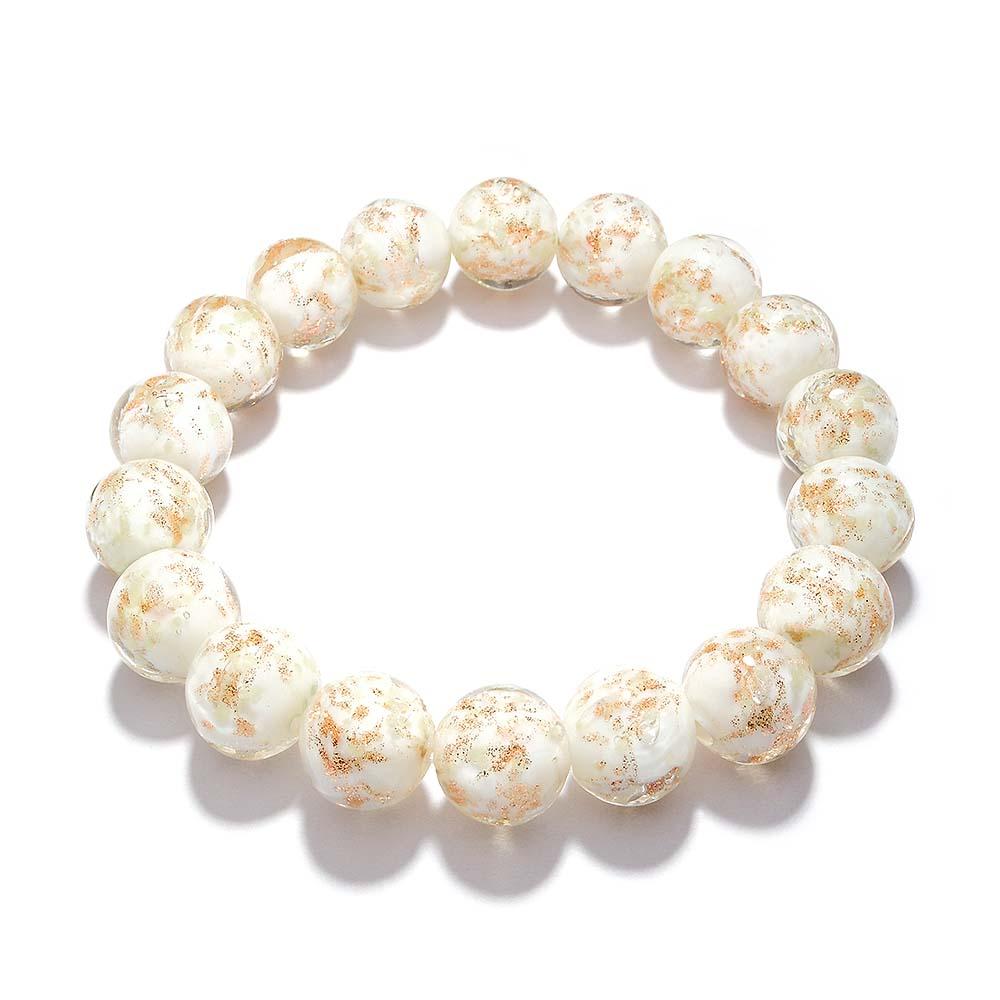 White Firefly Glass Stretch Beaded Bracelet Glow in the Dark Luminous Bracelet - soufeeluk