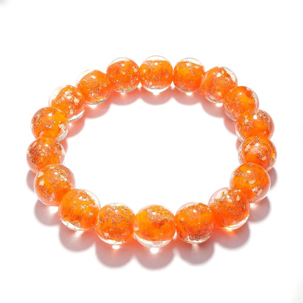 Orange Firefly Glass Stretch Beaded Bracelet Glow in the Dark Luminous Bracelet - soufeeluk