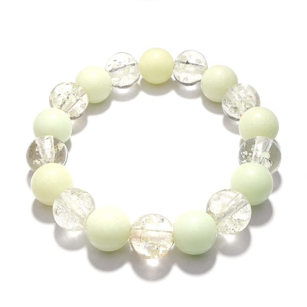 White Firefly Glass Stretch Beaded Bracelet Glow in the Dark Luminous Bracelet - soufeeluk