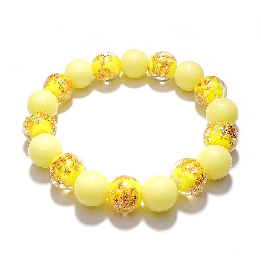 Yellow Firefly Glass Stretch Beaded Bracelet Glow in the Dark Luminous Bracelet - soufeeluk