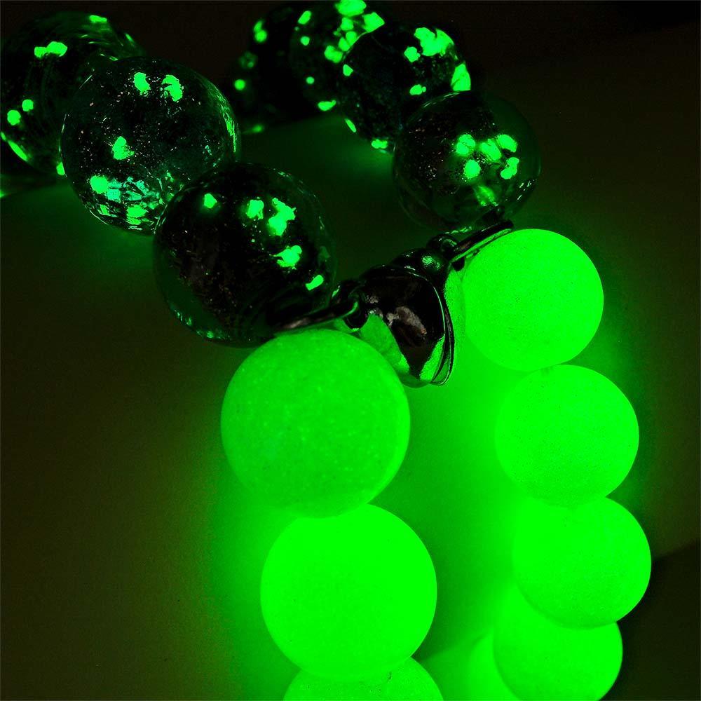 Colorful Couple's Firefly Glass Stretch Beaded Bracelet Glow in the Dark Luminous Bracelet - soufeeluk