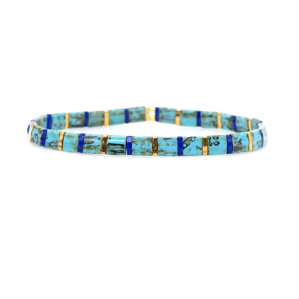 Blue Tila Bracelet Vintage Fashion Handcrafted Gift for Jewellery Love