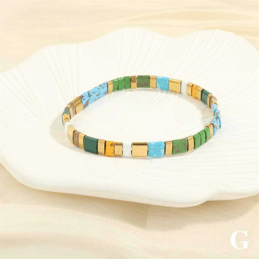 Blue Tila Bracelet Vintage Fashion Handcrafted Gift for Jewelry Lovers - soufeeluk