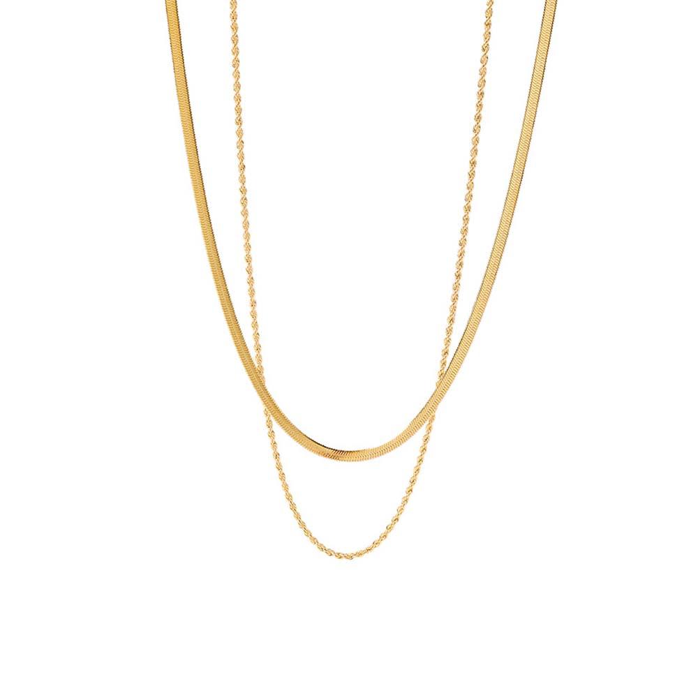 Gold Layered Necklace Set  Minimalist Chain Stacking Necklace Gift for Her - soufeeluk