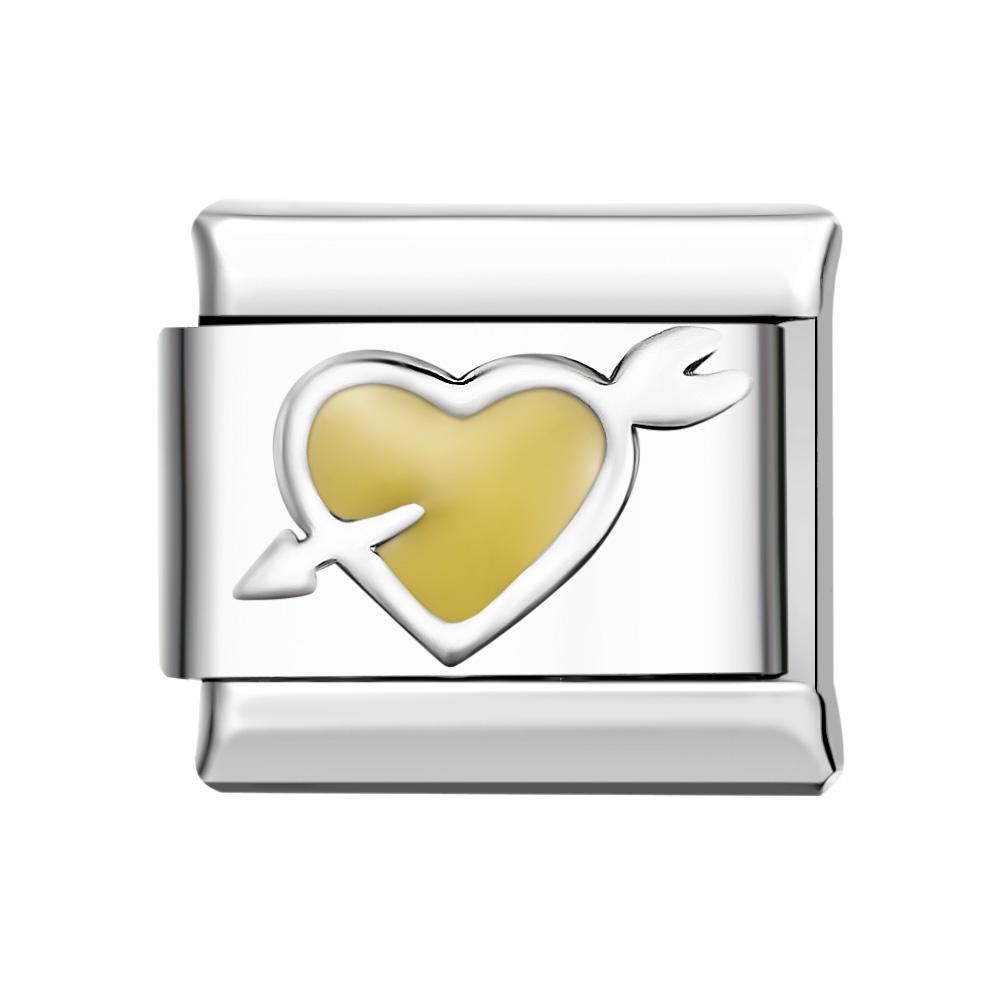 Light Yellow Heart Italian Charm For Italian Charm Bracelets Composable Link - soufeeluk
