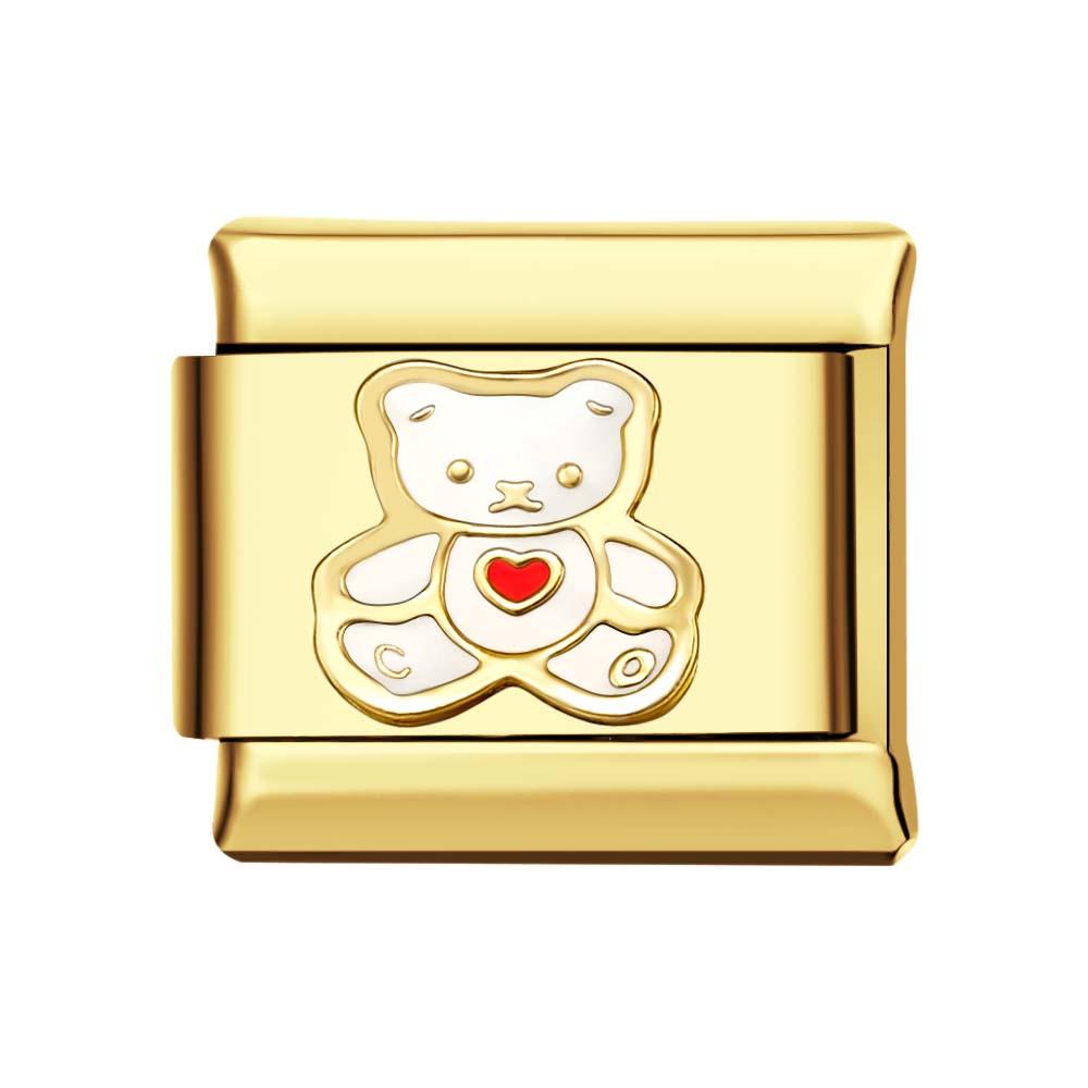 White Bear Gold Italian Charm For Italian Charm Bracelets Composable Link - soufeeluk