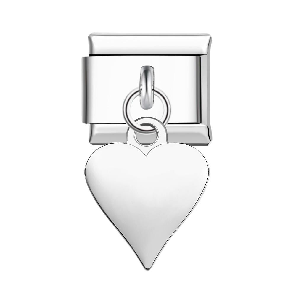 Glossy Heart-Silver Italian Charm For Italian Charm Bracelets Composable Link - soufeeluk