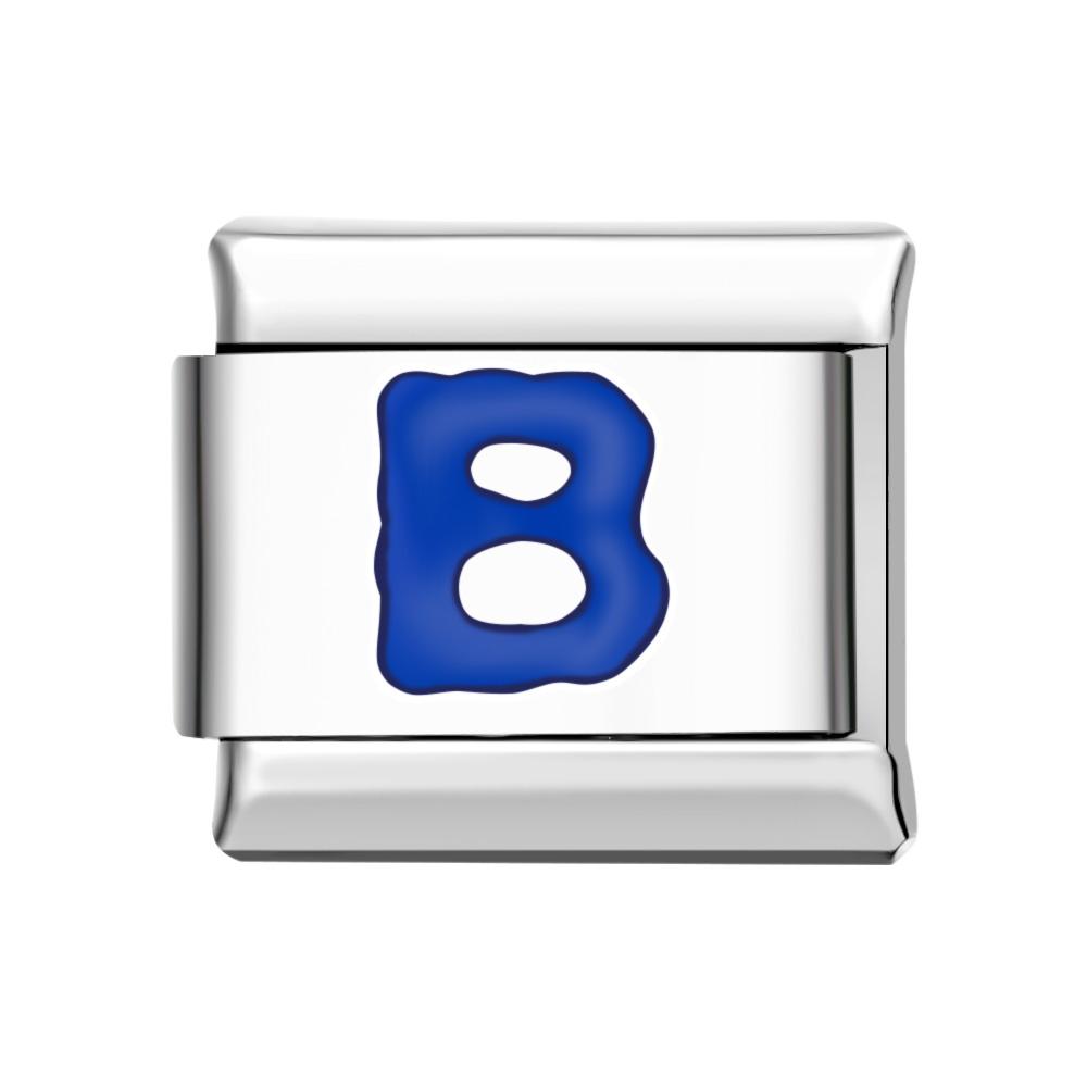 Blue B Italian Charm For Italian Charm Bracelets Composable Link - soufeeluk