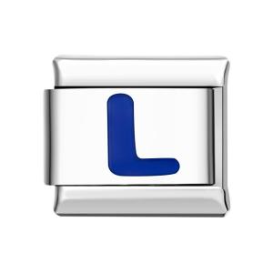 Blue L Italian Charm For Italian Charm Bracelets Composable Link