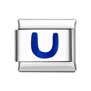 Blue U Italian Charm For Italian Charm Bracelets Composable Link