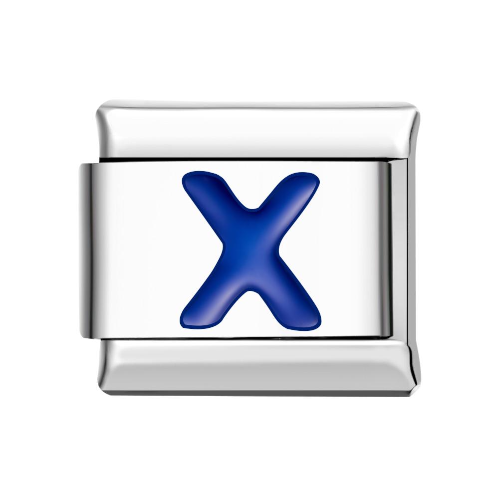 Blue X Italian Charm For Italian Charm Bracelets Composable Link - soufeeluk