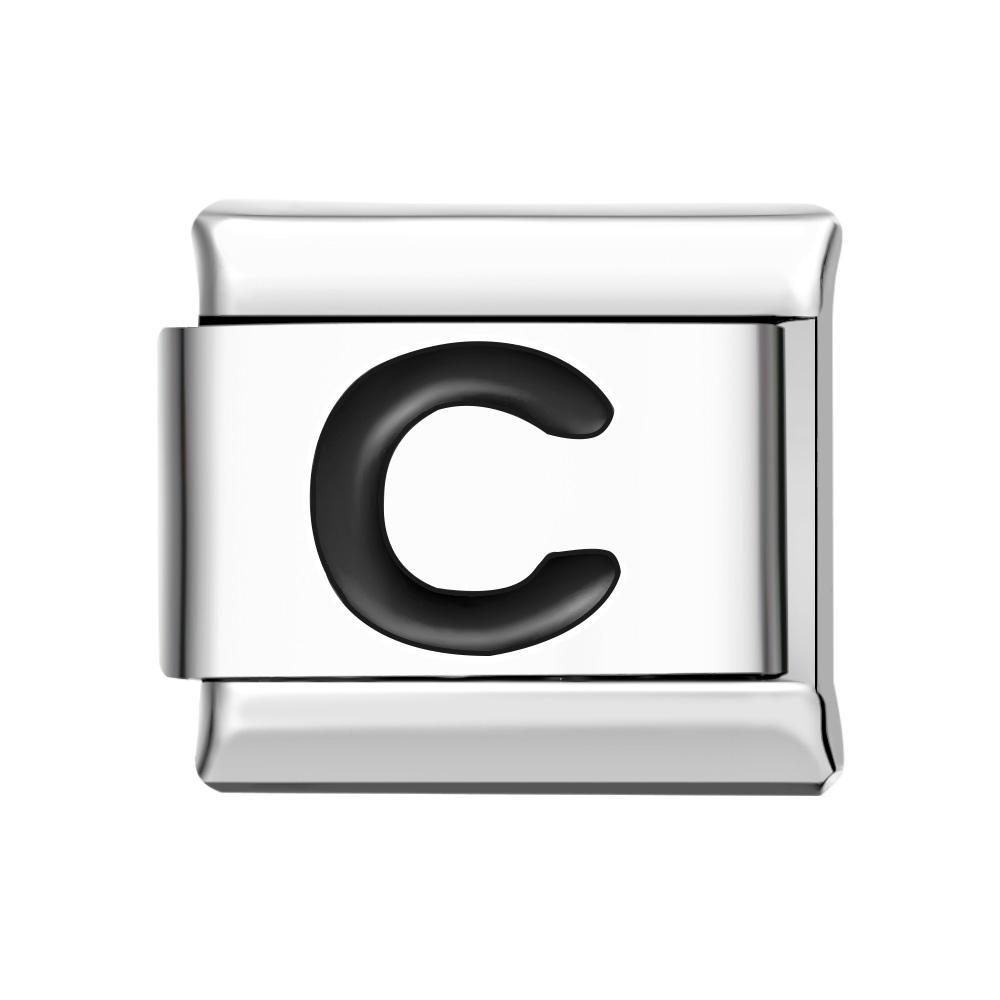 Letter C-Black Italian Charm For Italian Charm Bracelets Composable Link - soufeeluk