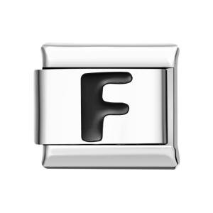 Letter F-Black Italian Charm For Italian Charm Bracelets Composable Link
