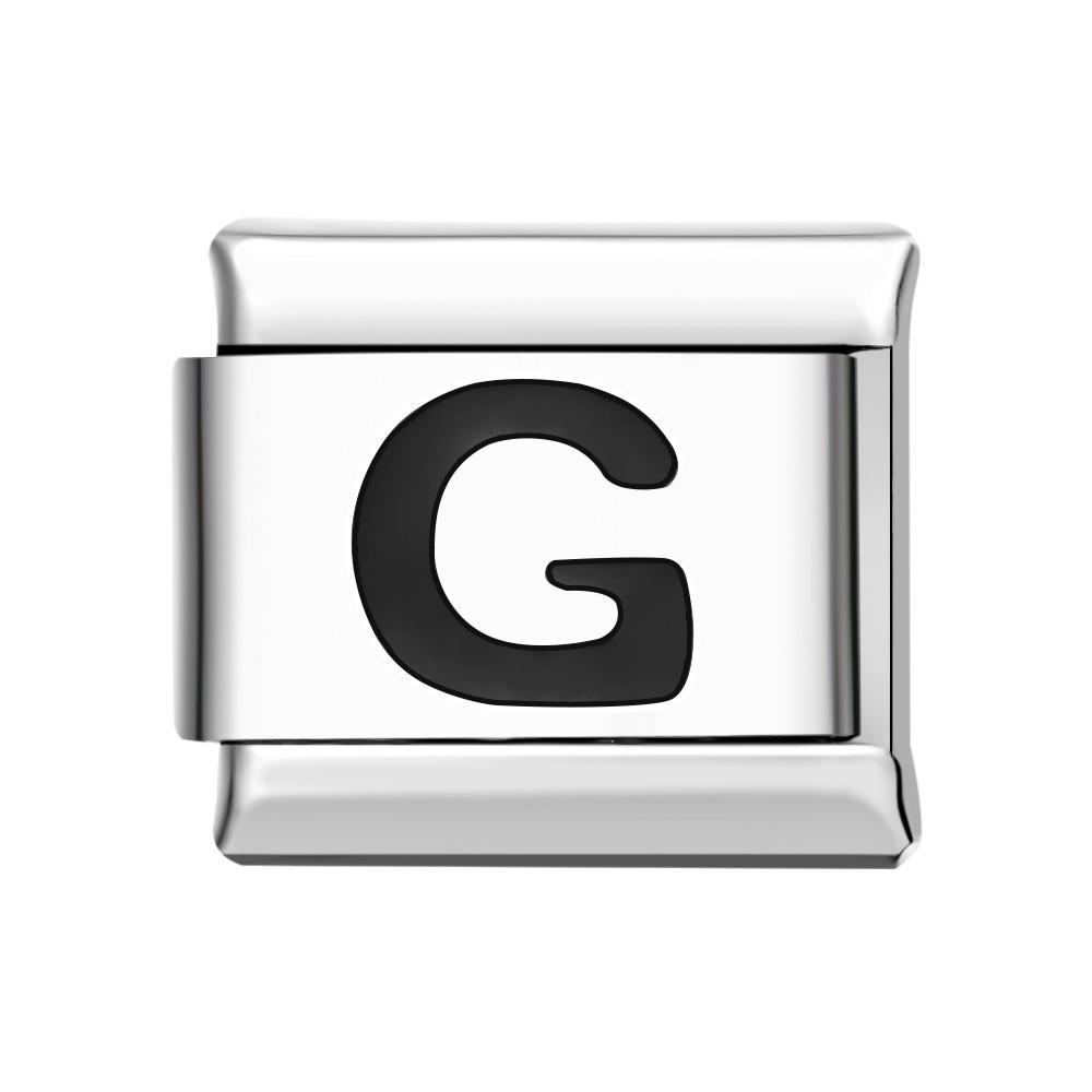 Alphabet G-Black Italian Charm For Italian Charm Bracelets Composable Link - soufeeluk